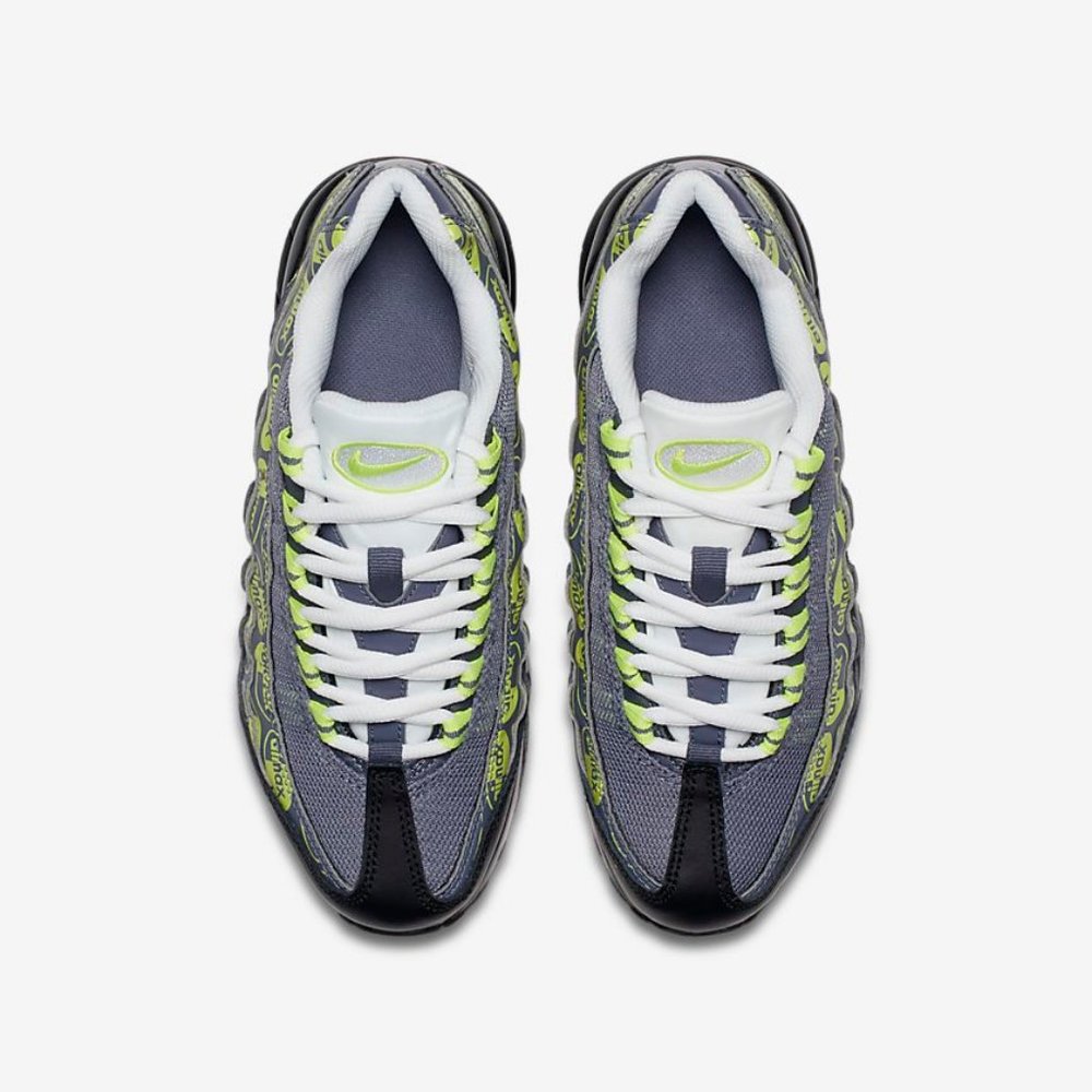 Nike Air Max 95 SE GS Boys Kids Logos Grey Volt Neon 6 922173-004 Black Sneaker - Picture 10 of 10